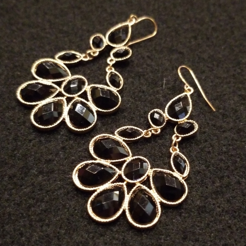 Nordstrom Black and Gold Chandelier Earrings